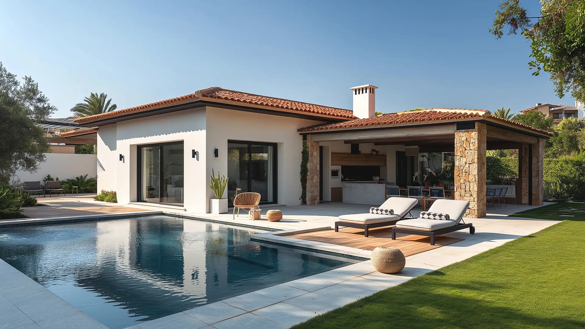 A villa with pool and lawn in the Algarve