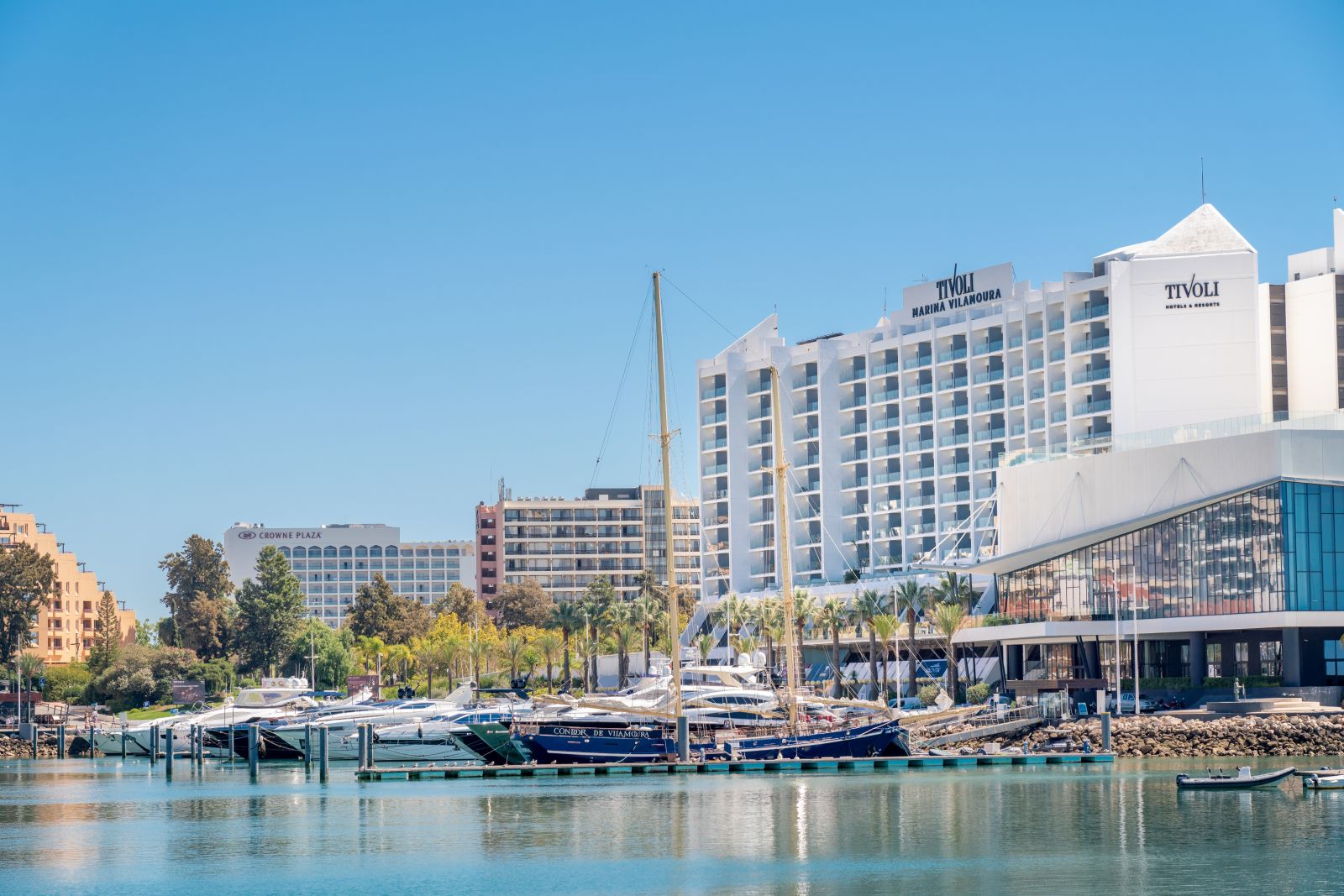Yacht docked at Vilamoura Marina, Algarve, Portugal